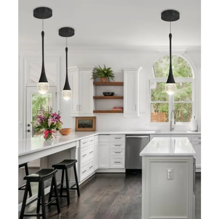 Modern Pendant Lights for Kitchen lsland LED Dimmable Raindrop Chandelier Crystal Ceiling Pendant Lighting for Dining Room Hall view 6