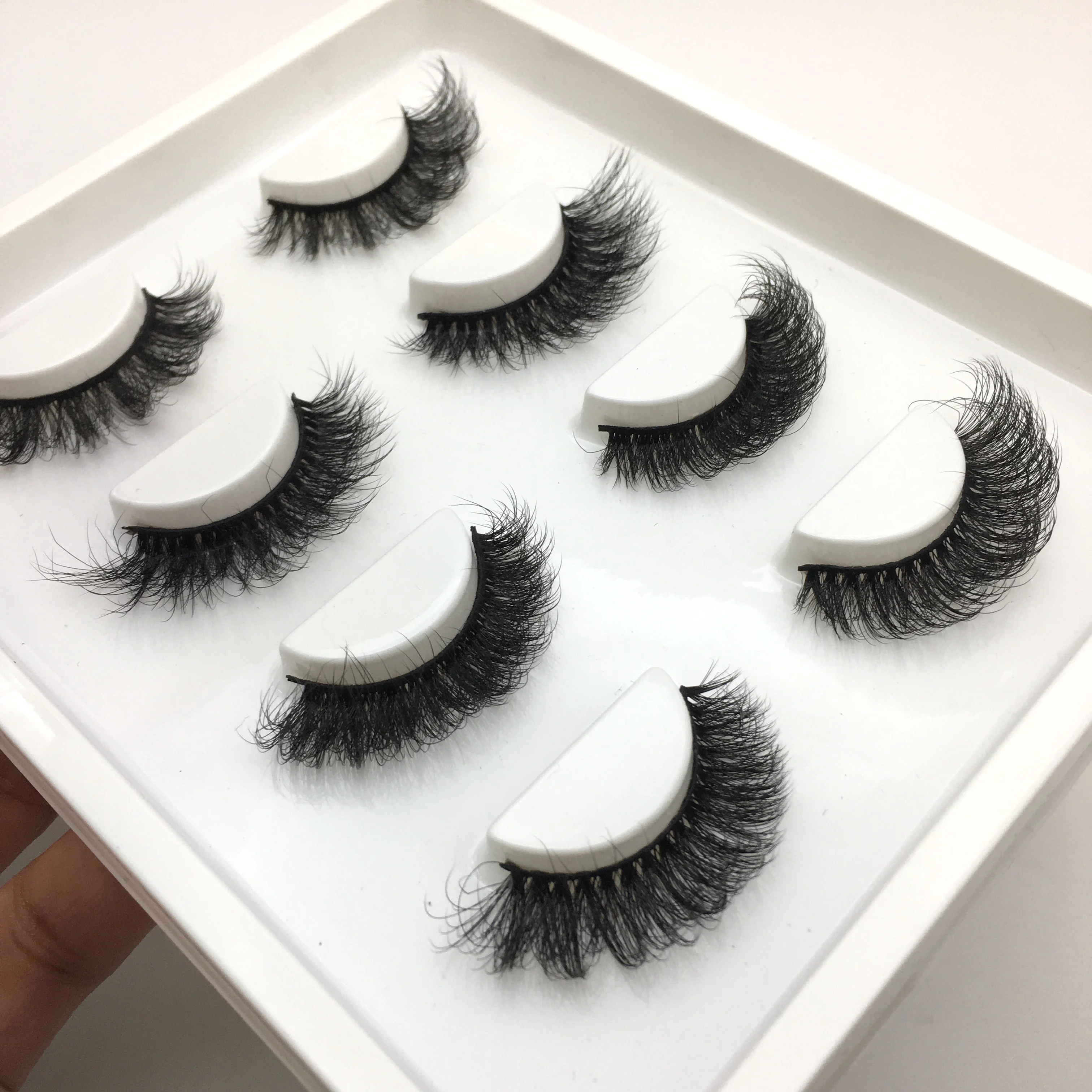 New 4 pairs natural wispy 3D full strip faux mink lashes with private packaging