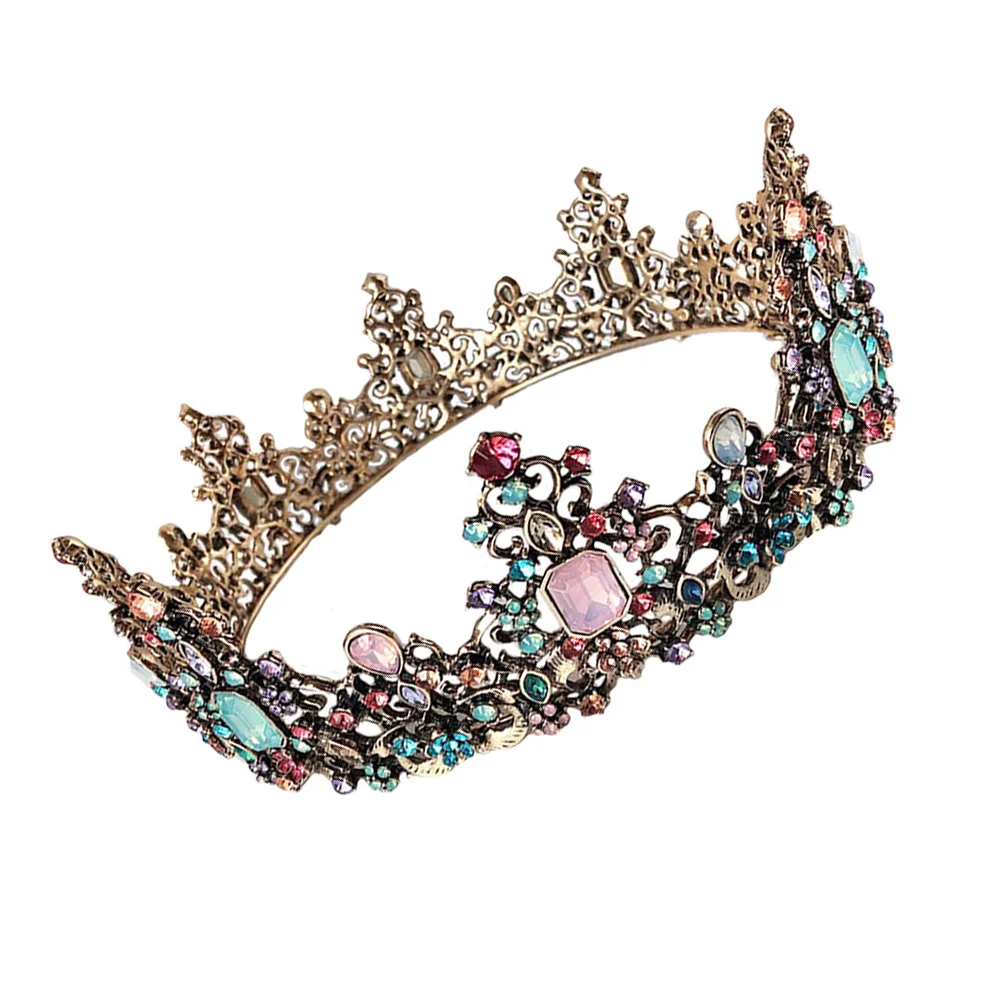 

1Pcs Gold Crown Headpiece Rhinestone Tiara Bridal Headdress Wedding Queen Crown Party Headwear Elegant Design Bride Headdress