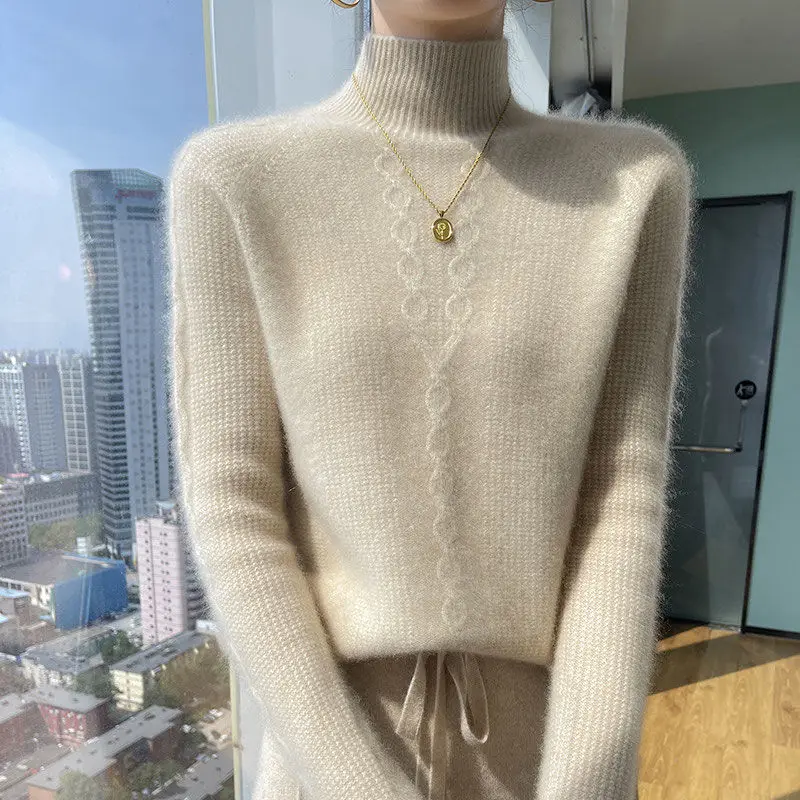 Limiguyue Half High Collar Solid Cashmere Sweater Women Autumn Winter High End Fashion Twist Luxury Knitted Pullover Basics 149P