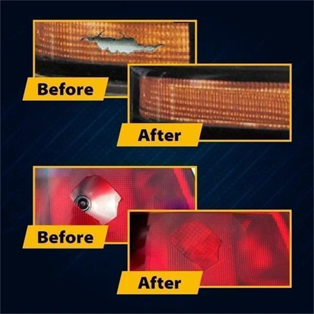 Car Auto Lens Repair Kit DIY Grid Pattern Car Headlights Taillight Repair Tool Set Car Lights Crack Repair Film Polish Red Amber