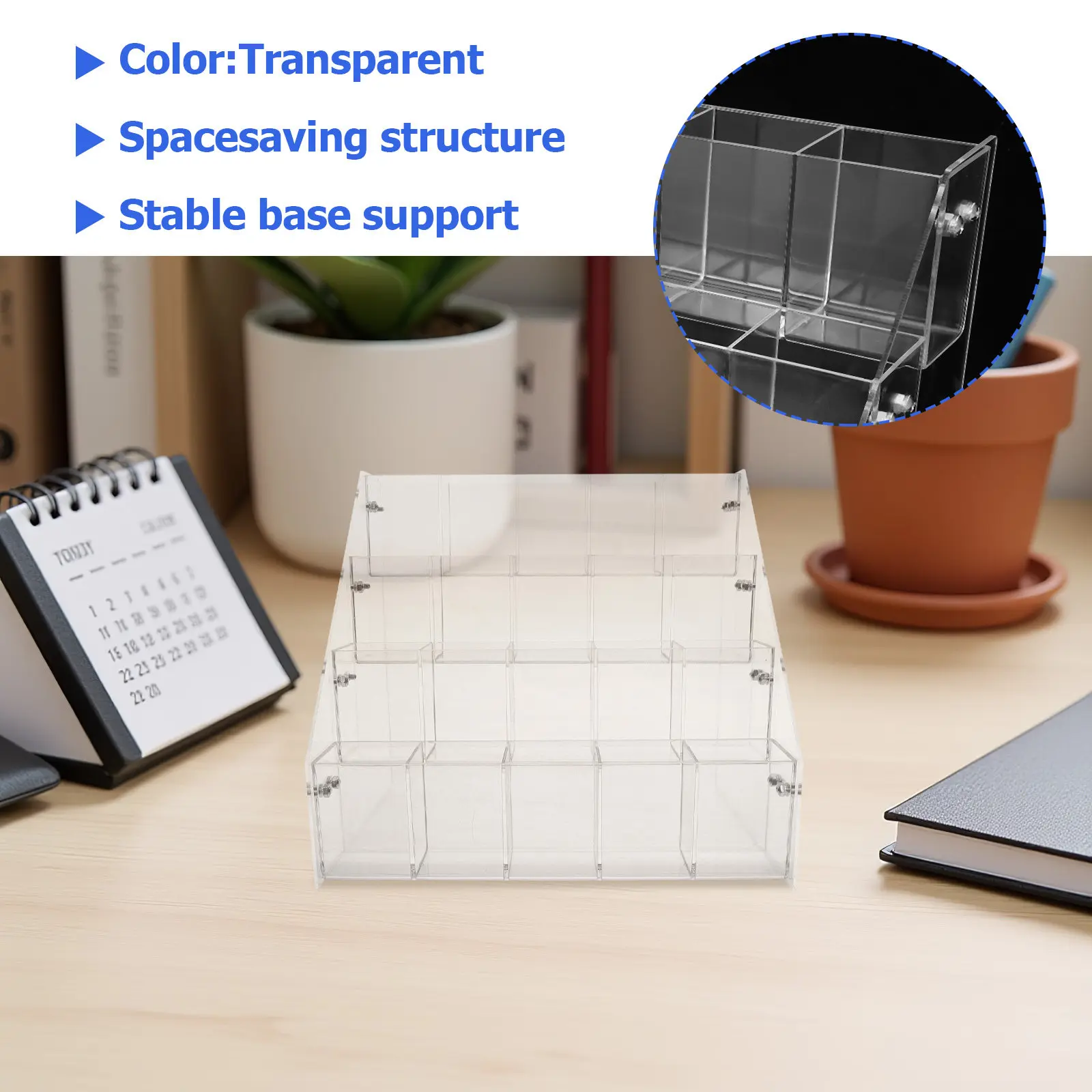 4 Tier Clear Acrylic Pen Holder For Desk Stationery Display Stand Brush Organizer Pencil Storage Rack Desktop Writing Tool