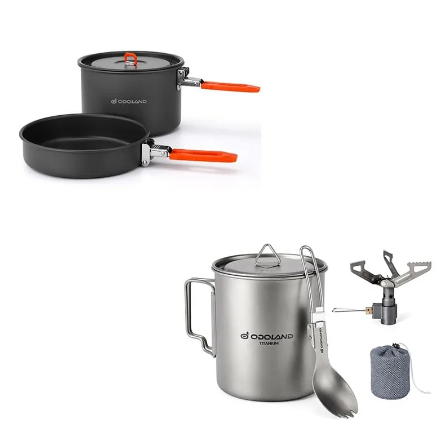 

Bundle - 2 Items Camping Cookware Mess Kit and Titanium Camping Cookware 750ML