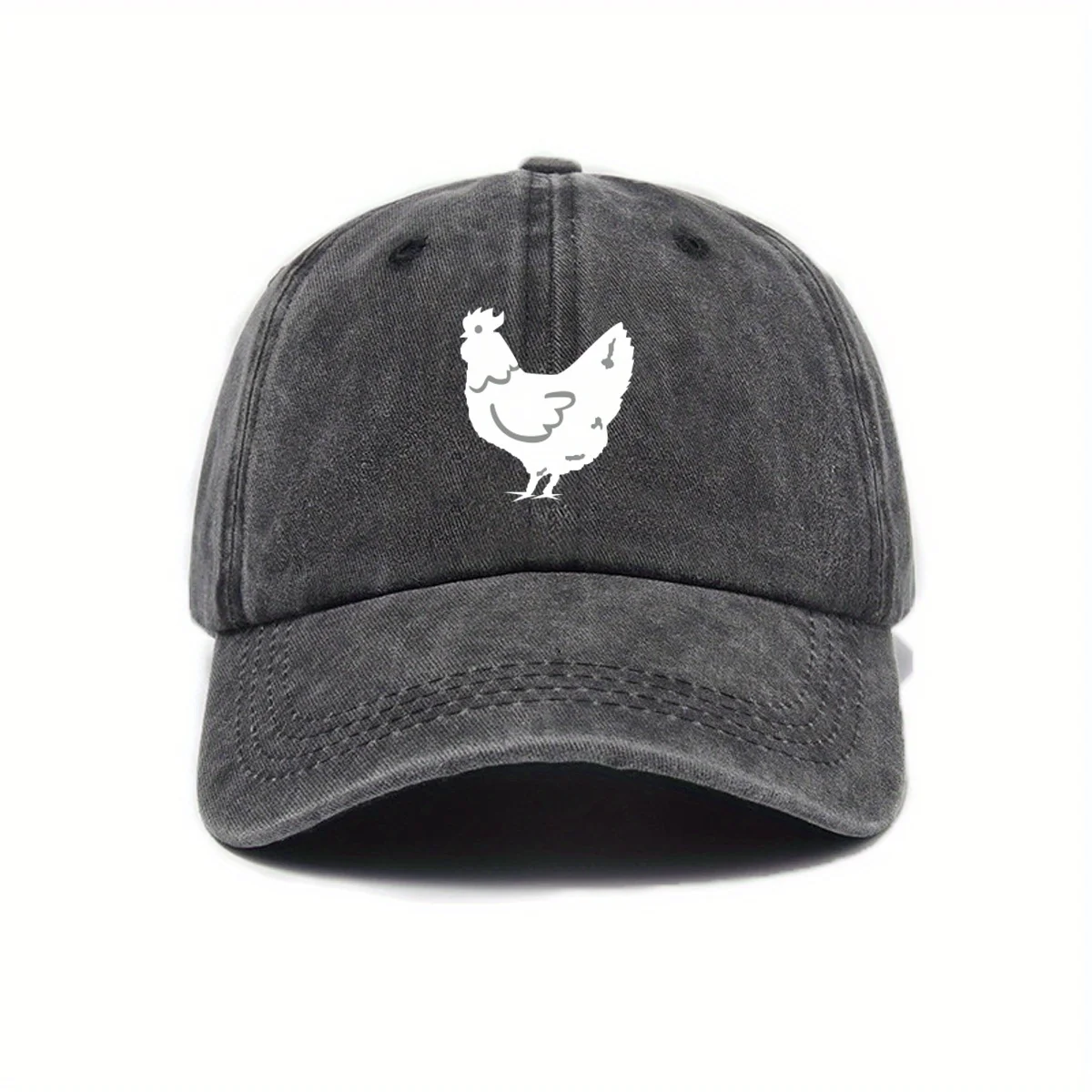 Weiße Baseballkappe mit Henne-Aufdruck im lustigen Stil, geeignet für die tägliche Freizeitkleidung von Männern und Frauen, vielseitige Entenschnabelmütze