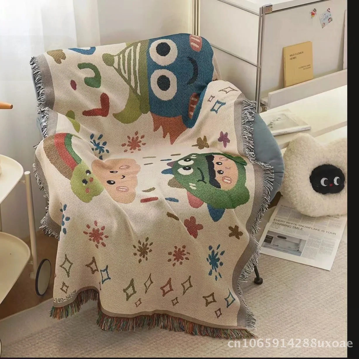 

French Romance Sofa Towel Cover 90x180cm Polyester Cotton Blend Dust Cover for Two-Seater Sofa with Flower Plants Pattern