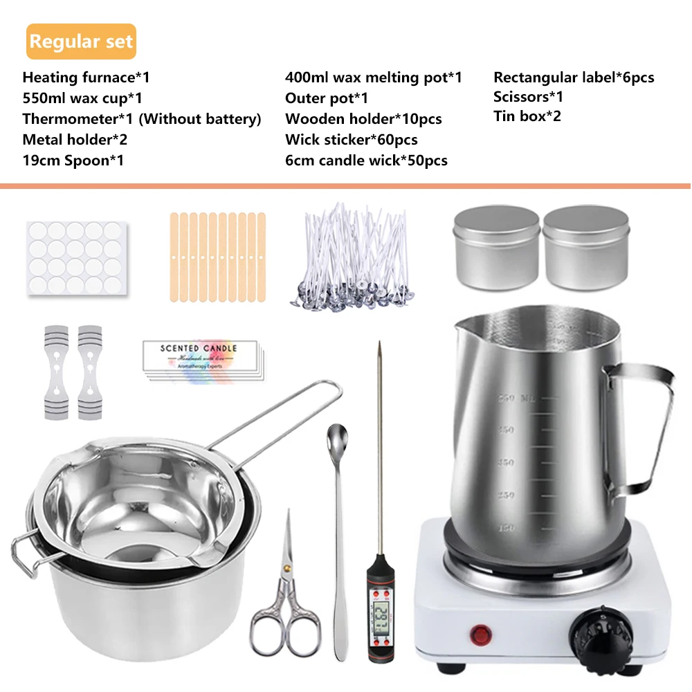 DIY Candle Craft Tools Kit met Wax Smelten Hete Plaat, Kaarsen Maken Benodigdheden Accessoires, Aromatherapie Wax Kaars Maken Kit