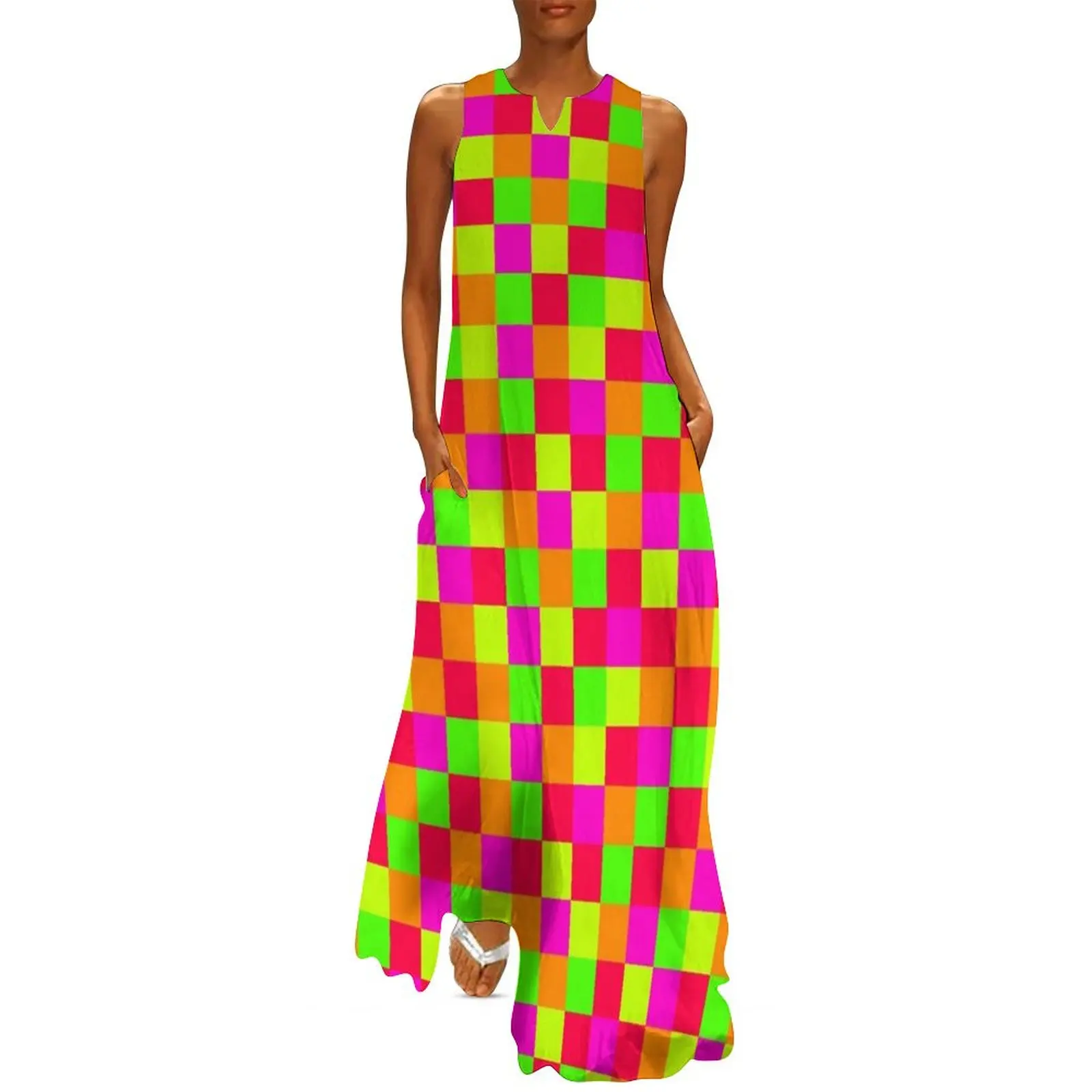 

Pixel Neon Colors Color Blocking Long Dress birthday dress Bride dresses evening dresses women birthday dresses for women Dress