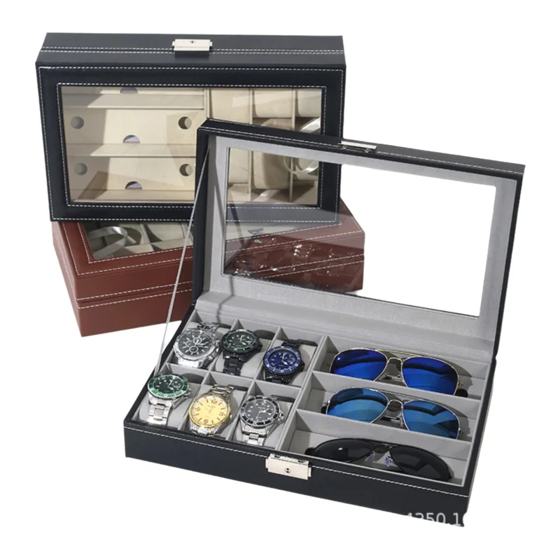 6 Watch Boxes 3 Eyeglass Storage Boxes Display Case