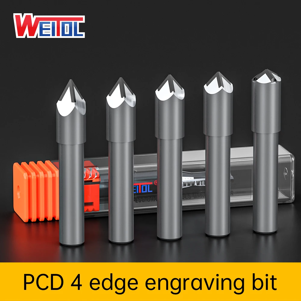 WeiTol free shipping 1pc 6mm Diamond Multiple Engraving Bits PCD CNC router bits for marble granite  bluestone milling cutter