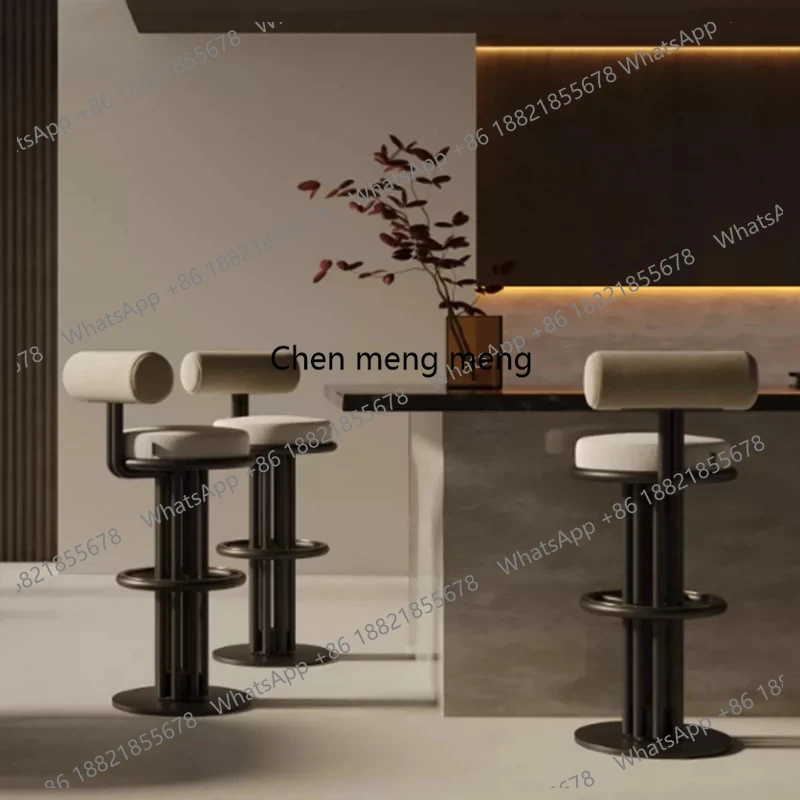 Italian minimalist bar chair Hotel cafe Stainless steel tall, light luxury bar chair