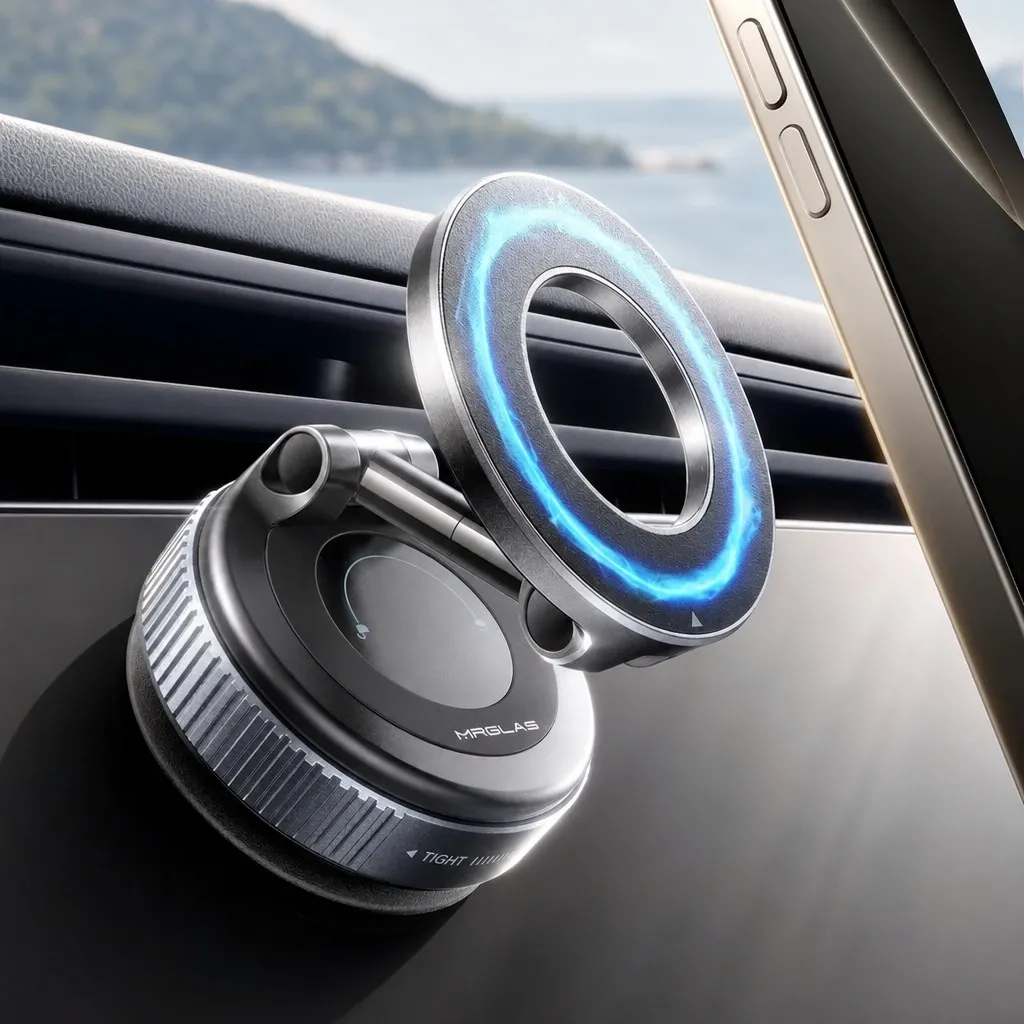 Upgrade 360° Vacuum Magnetic Car Phone Holder Adjustable Mount for Dashboard Mirror