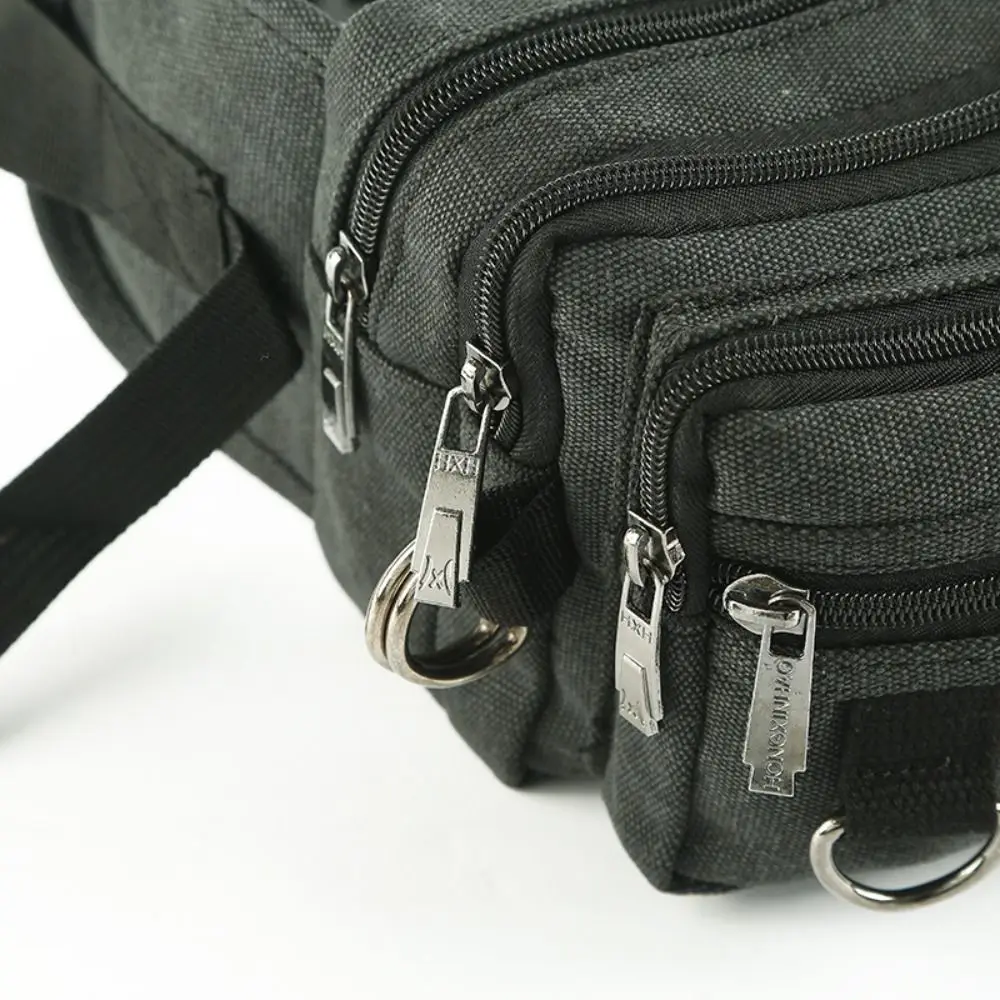 

4-layers Multilayer Waist Packs Large Capacity Multi-Function Canvas Chest Bag Phone Pocket Belt Pouch Fanny Pack Sport Bag