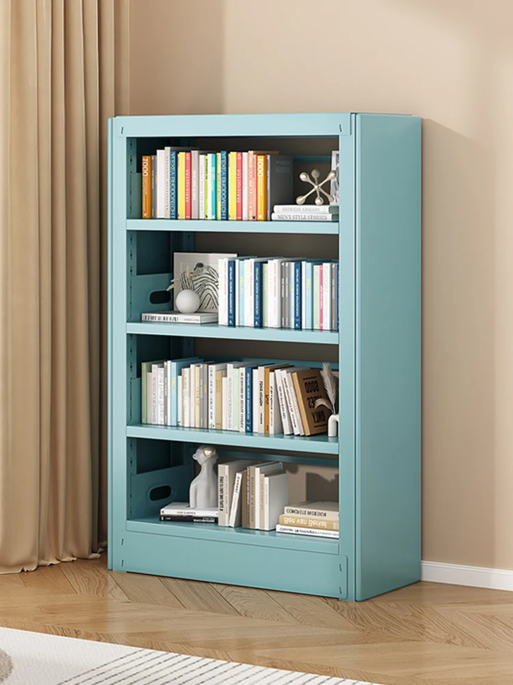 Bookshelf integrated against the wall Hakka living room floor shelf picture book storage rack library steel bookcase