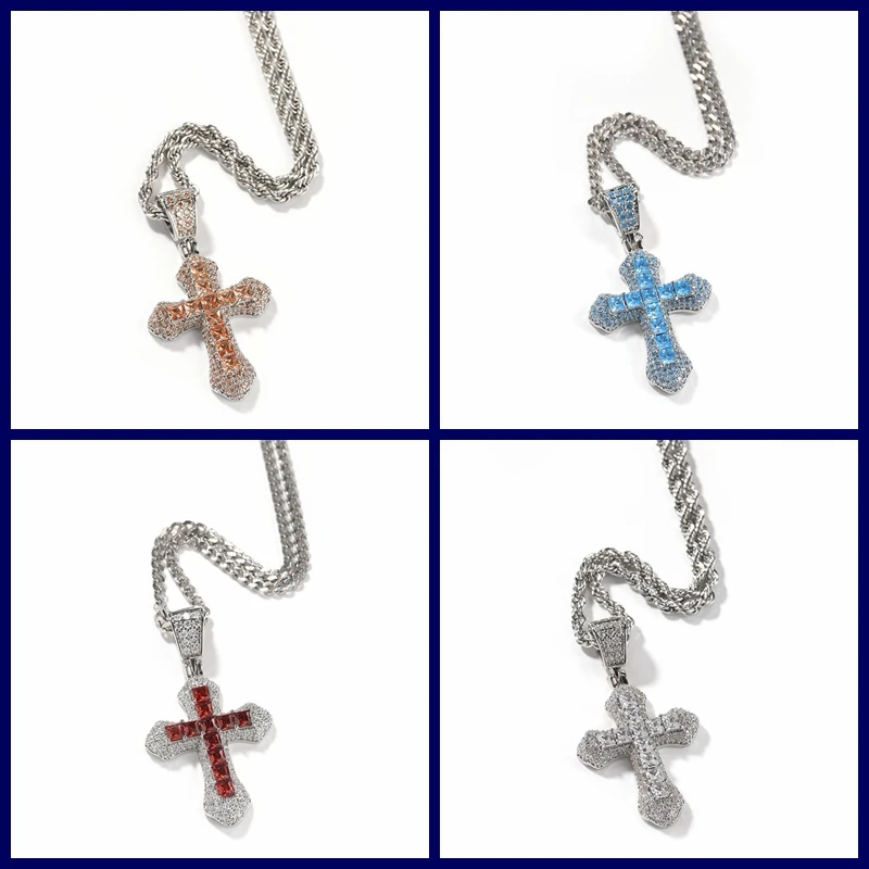 

Punk Cross Pendant Necklace for Men Teens Women Unisex Choker Chain Link Jewelry Kopp Layered Necklaces Collars Men Necklace