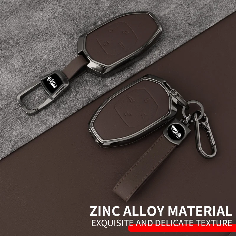 Stylish Leather Car Key Case Cover for GAC Trumpchi GS4 GM8 GA4 GS5 GS3 GA3 GA6 SGS7 Legend GS8 Metal Remote Fob Key Accessories