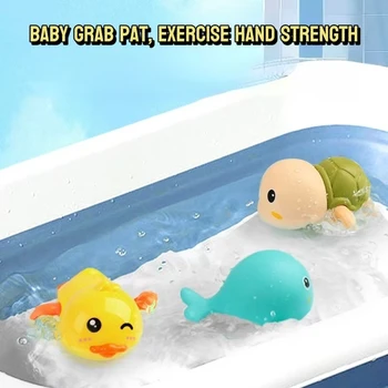 2024 hot sale floating baby water bath toy small turtle dolphin duck summer bath children&#x27;s fun Clockwork toy best gift