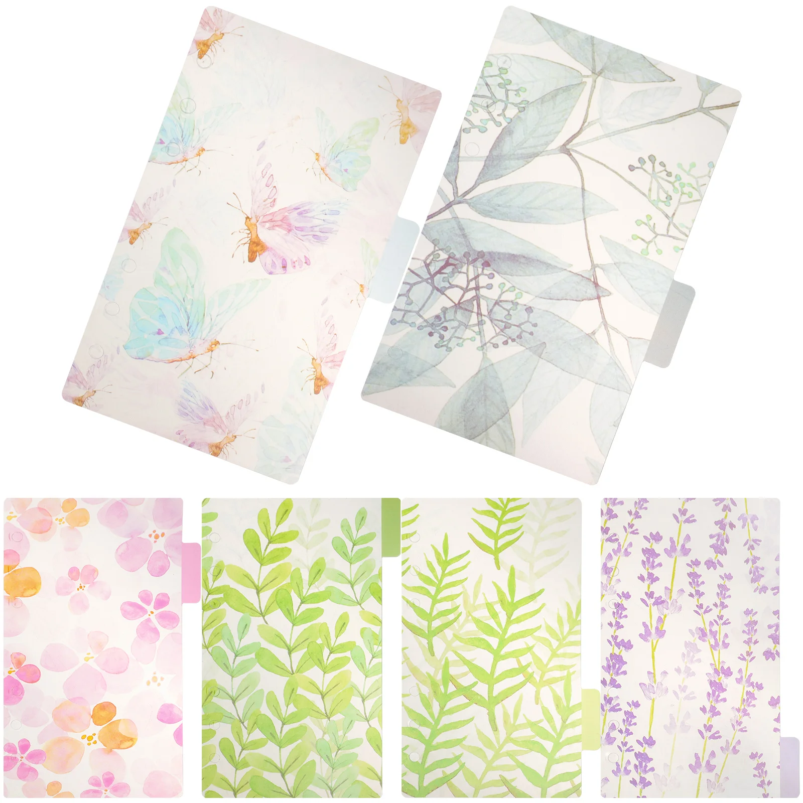 

6 Pcs Colorful Six-hole Index Page Classified Lables Transparent Plastic Tab Dividers (Forest Series)