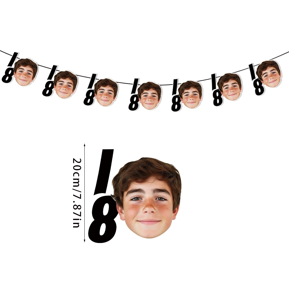 6/12 قطعة مخصص عيد ميلاد سعيد صور راية 18 21 35 45 55 سنة عيد ميلاد معلقة راية شخصية الوجه صور لافتات