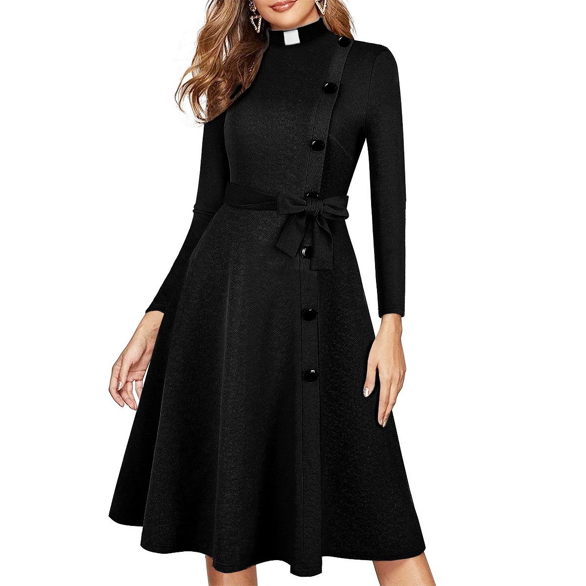 Clergy Dresses for Women Minister Tab Collar Catholic Church Dress Priest Uniforms