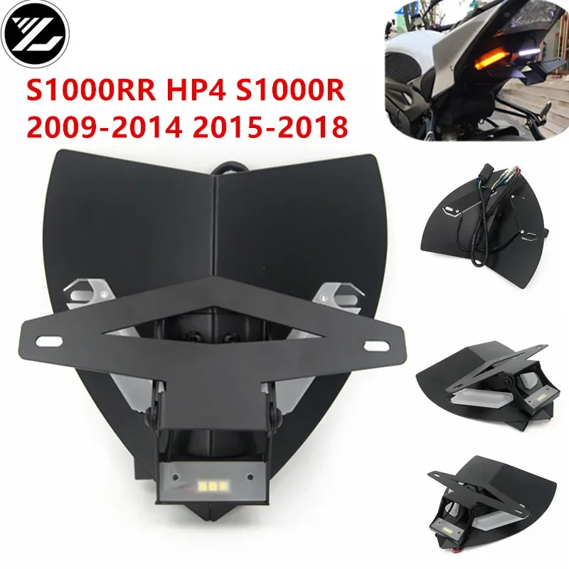 For BMW S1000R S1000RR HP4 2009-2014 2015-2020 Tail Tidy Fender Eliminator Motorcycle License Plate Holder Frame LED Light