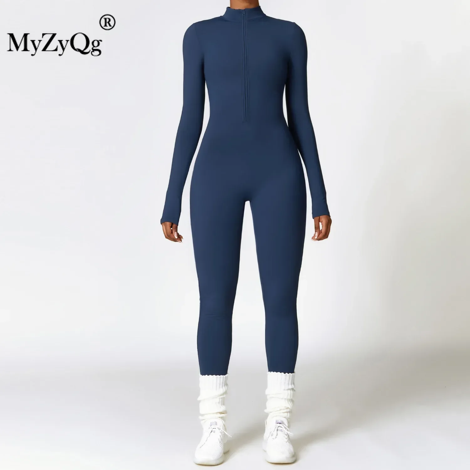 MyZyQg Women Winter Fleece Warmth One-piece Long Sleeve Zipper Jumpsuits Ballet Dance Aerial Warm Wear Fitness Sports Bodysuit