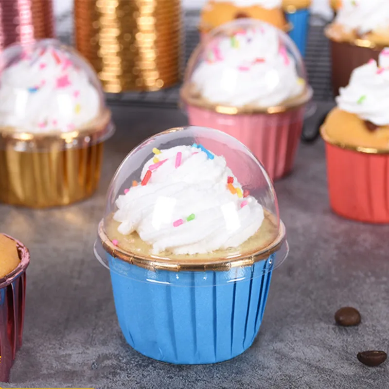 

50Pcs Large Aluminum Foil Wrapper Paper Gold Silver Cupcake Cake Liner Baking Muffin Cups Wedding Party Tray Case