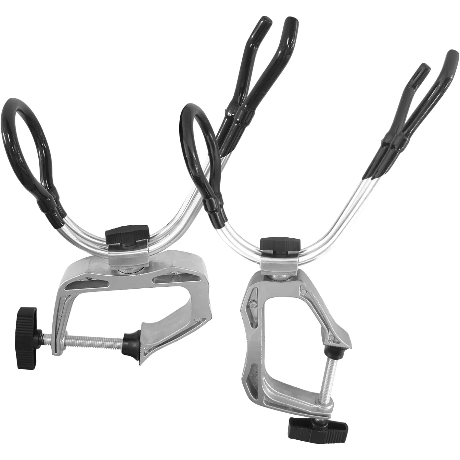 Boat Fishing Rod Holder Clamp on Rod Holder 360 Degree Adjustable Dual-use Fishing Pole Holder for Boat Dock Pontoon Canoe 2 PCS
