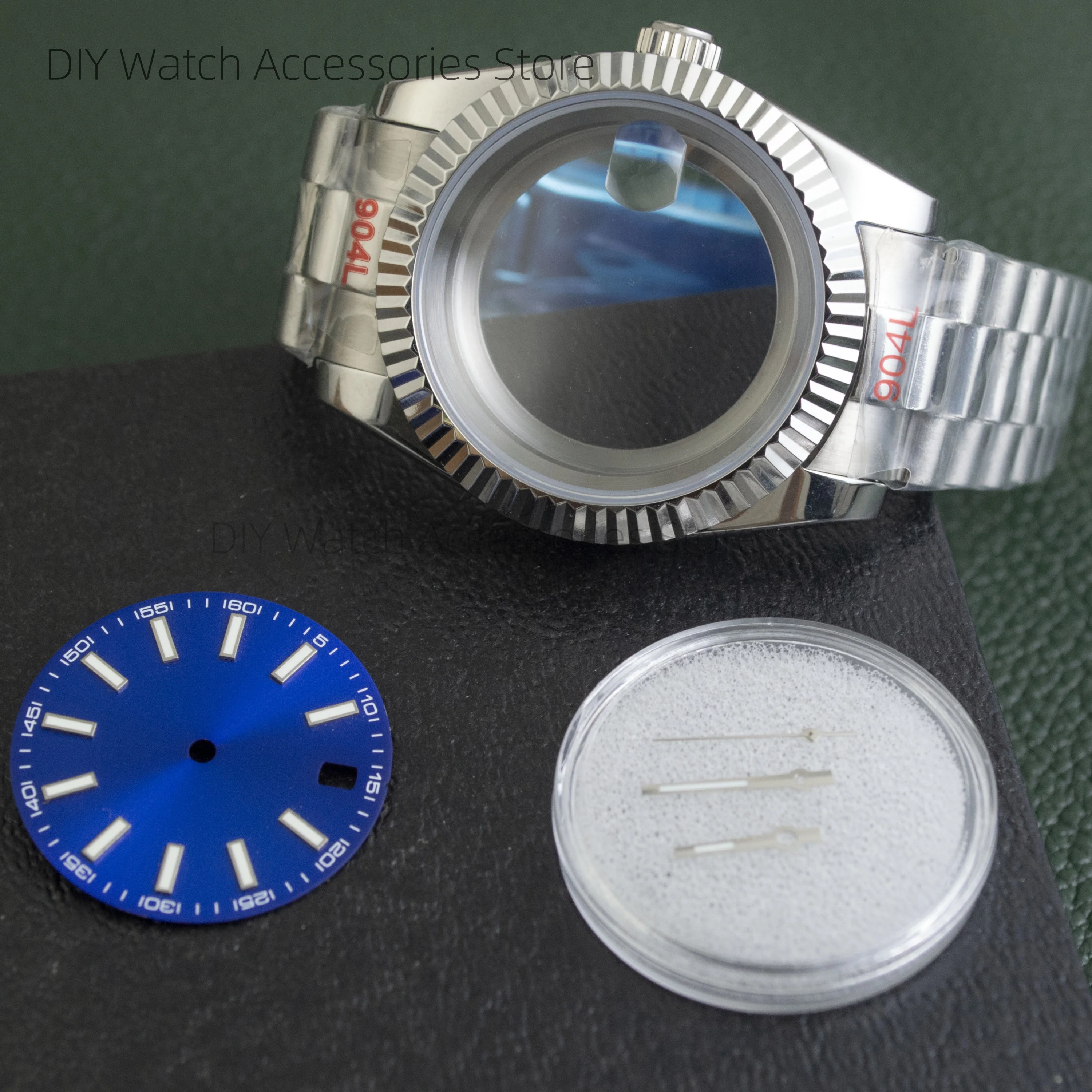 

39mm/36mm Watch Case Strap Dial Hands 316L Stainless Steel President Watch Case Sapphire Glass for NH35 NH36 Movement