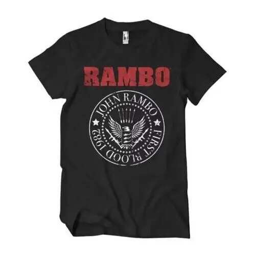 1982 Rambo First Blood Afflict Seal Black Crewneck T-Shirt  High Quality 100%Cotton Short Sleeve