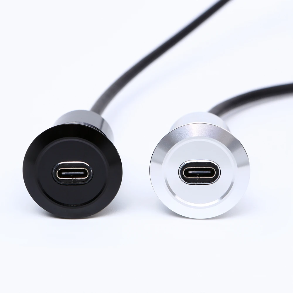 22mm gniazdo złącza USB USB-C typ metalowy panel gniazda otwór wycięcie USB C kobiecy męski z przedłużaczem 100cm