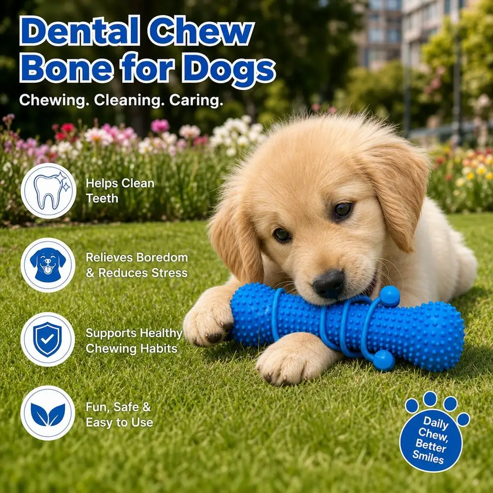 10/15cm Dual-Action Hundezahn-Mundstütze, Haustier-Zahnspielzeug zum Kauen, Zähneputzen und Bissstab für die Mundpflege von Hunden – Detail 5
