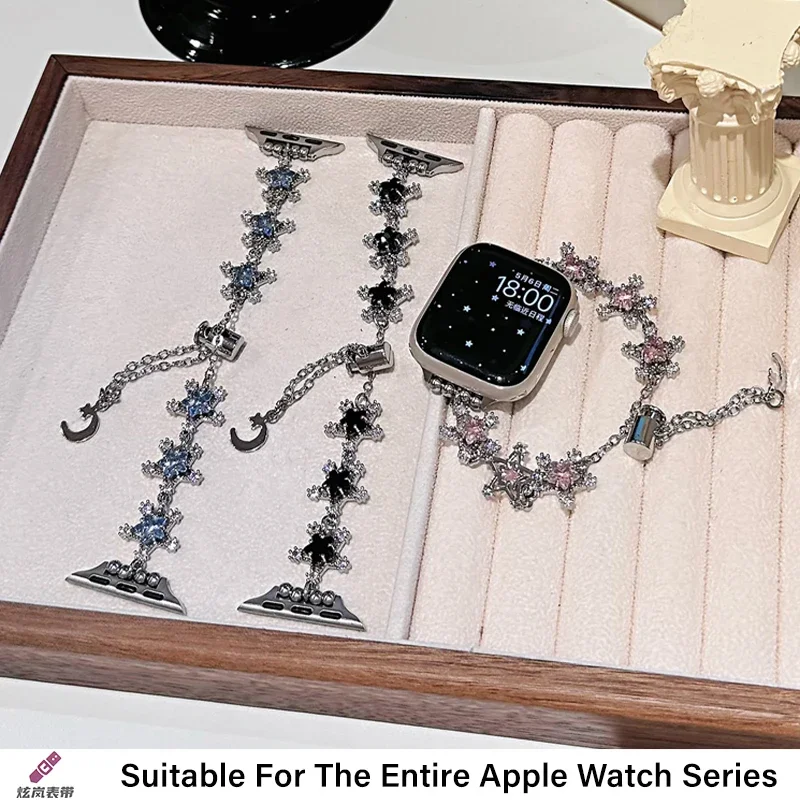 Bracciale a stella in metallo compatibile con Apple Watch Iwatch56789SE Smart Watch Cinturino regolabile per fitness e sport