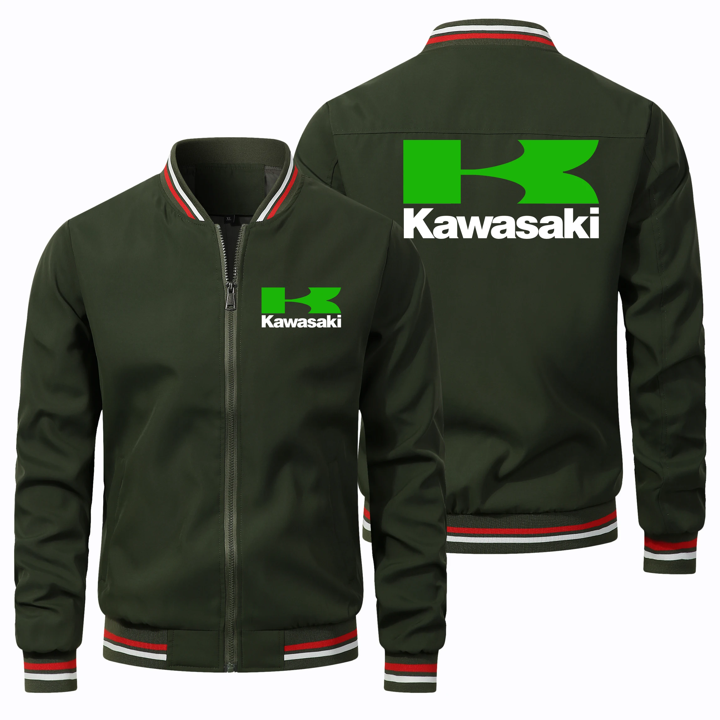 2023 Trendy Men\'s Kawasaki Jacket Car Logo Print Biker Jacket Casual Sportswear Outdoor Motorcycle Jacket Kawasaki Clothing Coat