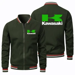 2023 Trendy Men's Kawasaki Jacket Car Logo Print Biker Jacket Casual Sportswear Outdoor Motorcycle Jacket Kawasaki Clothing Coat