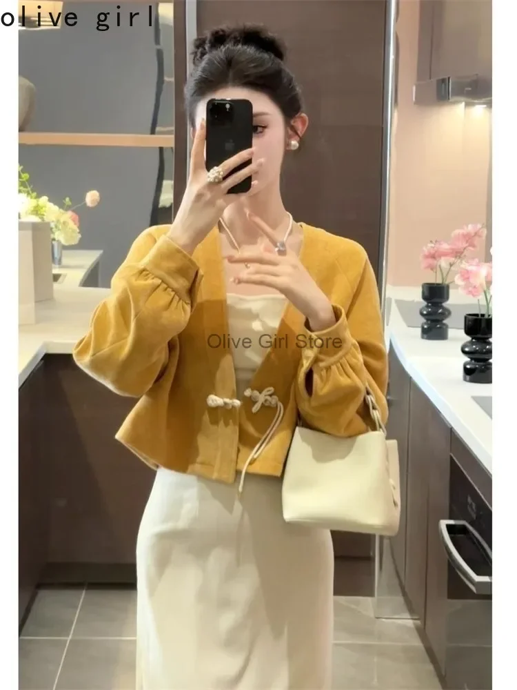 Women's Coat Traditional Chinese Clothing 2024 Spring Autumn Vintage Chinese Style Buckle Design Long Sleeve Top