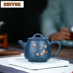 280ml Yixing Purple Clay Teapots Handmade High Stone Scoop Plum Blossom Pot Raw Ore Azure Mud Kettle Chinese Zisha Tea Set Craft