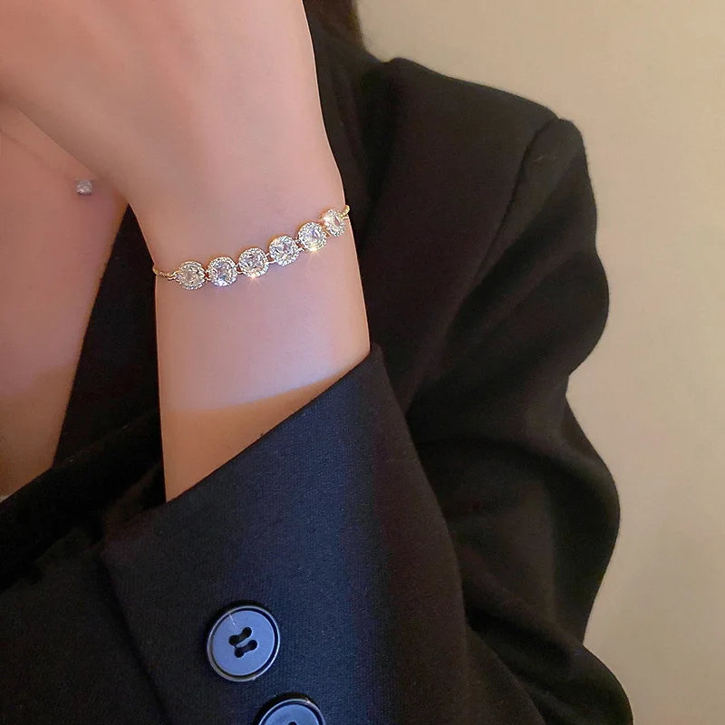 Luxury Gold Plated Oversized Zircon Adjustable Bracelets For Women 2022 New Trendy Shiny High Quality Bracelet Wedding Jewelry