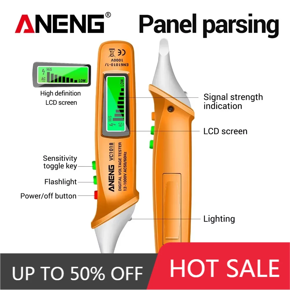 

AC Voltage Tester Pen ANENG VC1017 1000V Meter Intelligent NCV Voltmeter Smart Sensor Buzzer Detector For Digital Electric Tools