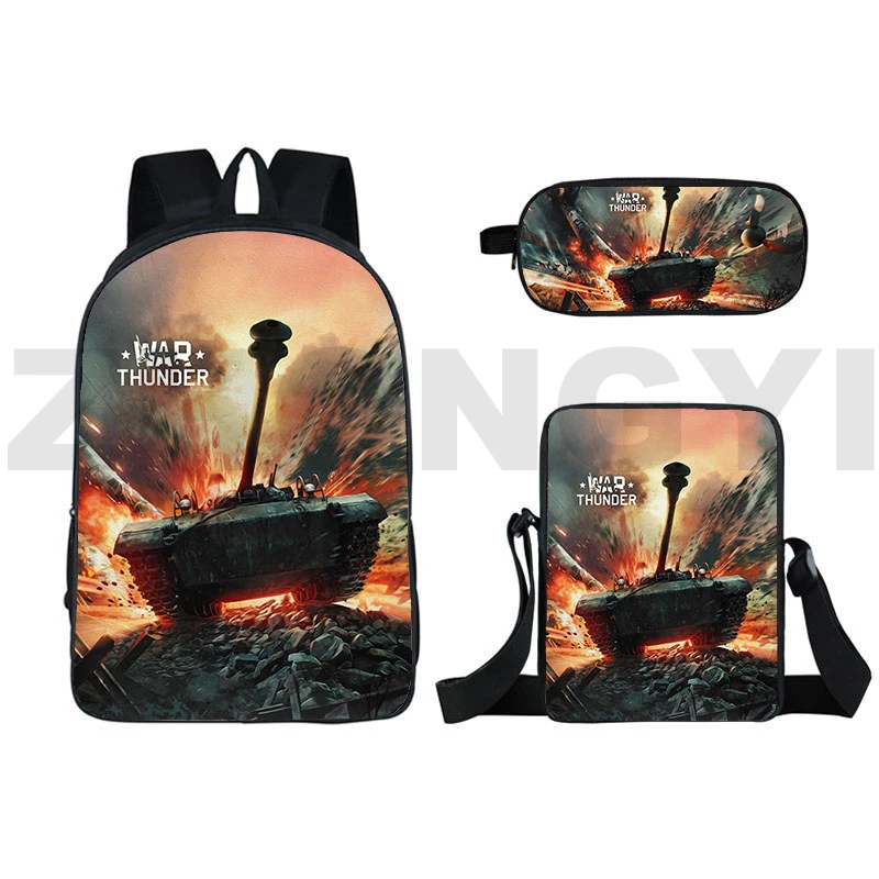 3D Print Anime World of Tanks Backpack 3 Pcs/set Bookbag War Thunder 16 Inch Bagpack Teenager Travel Gerand Tanks Daily Pack