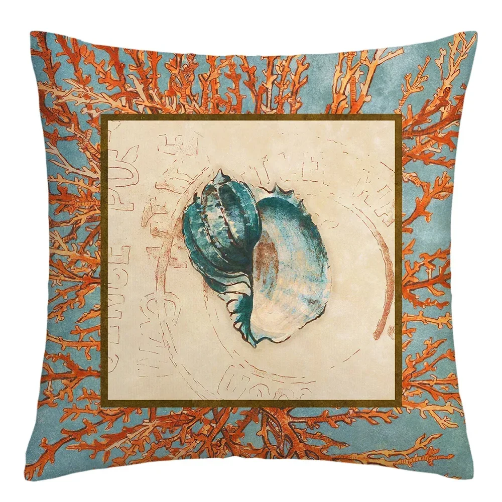 European conch printing Plush pillowcase, sofa cushion cover for home improvement, home decoration pillowcase throw pillow case