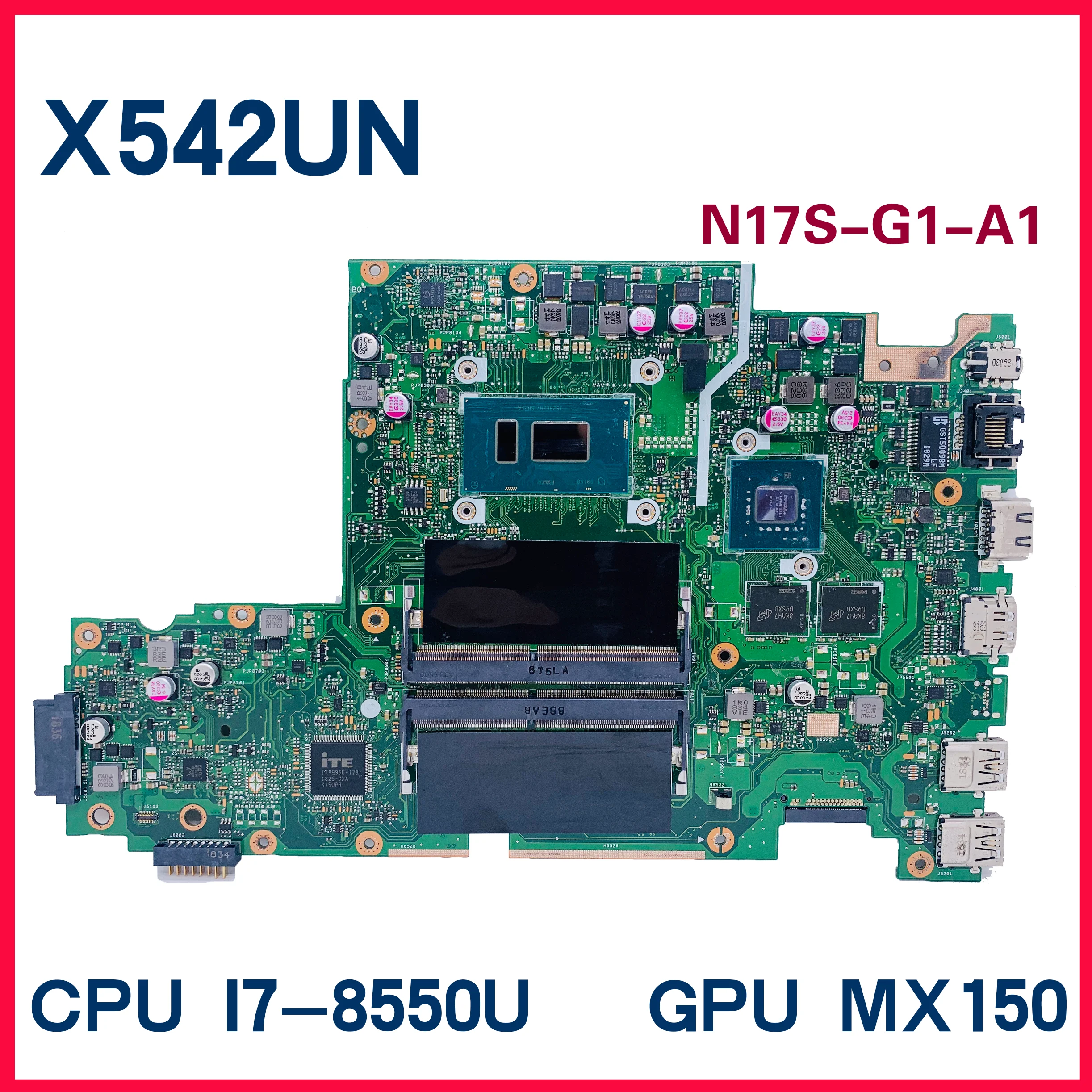 X542UN Mainboard untuk ASUS VivoBook X542UQR X542UR X542U FL8000U Laptop MotherboardW/ I3-8130U I5-8250U I7-8550U MX150 GTX1050