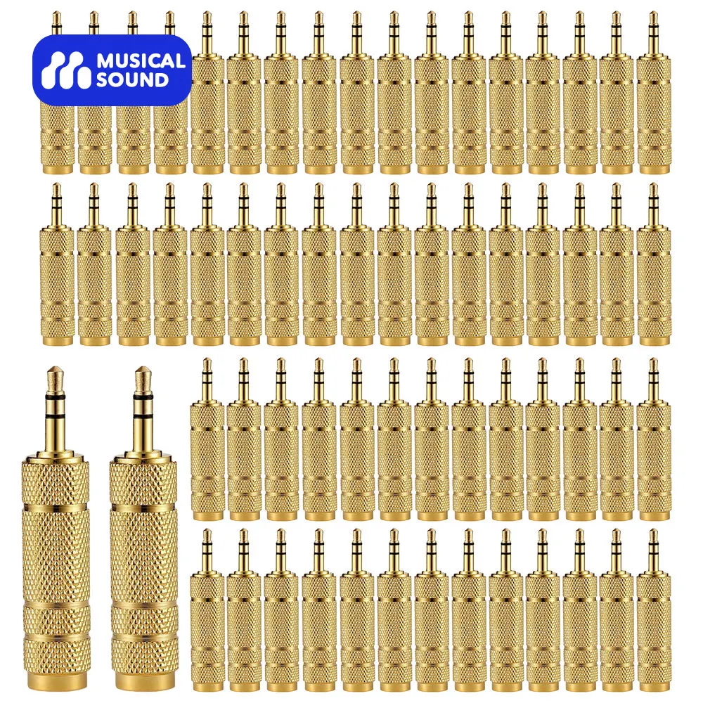 Musical Sound 4/8/50/100 Pieces 3.5 mm TRS Male to 6.35 mm Female Plug Connectors Headphone Adapter 1/8