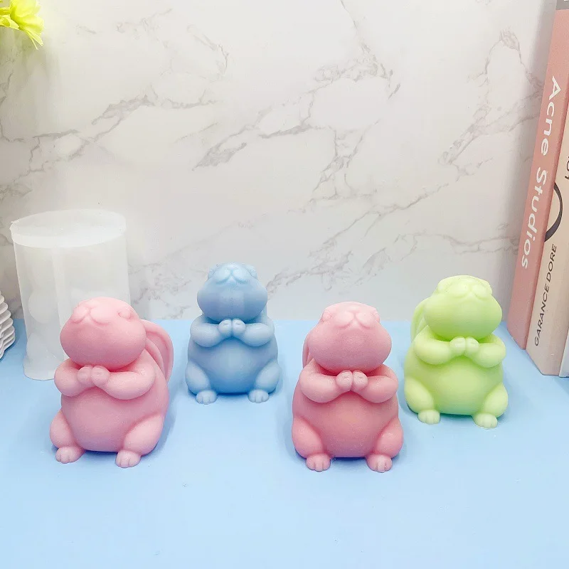 Easter Rabbit Aromatherapy Candle Silicone Mold Rabbit Animal Shape Home Decoration Mold Cake Mold