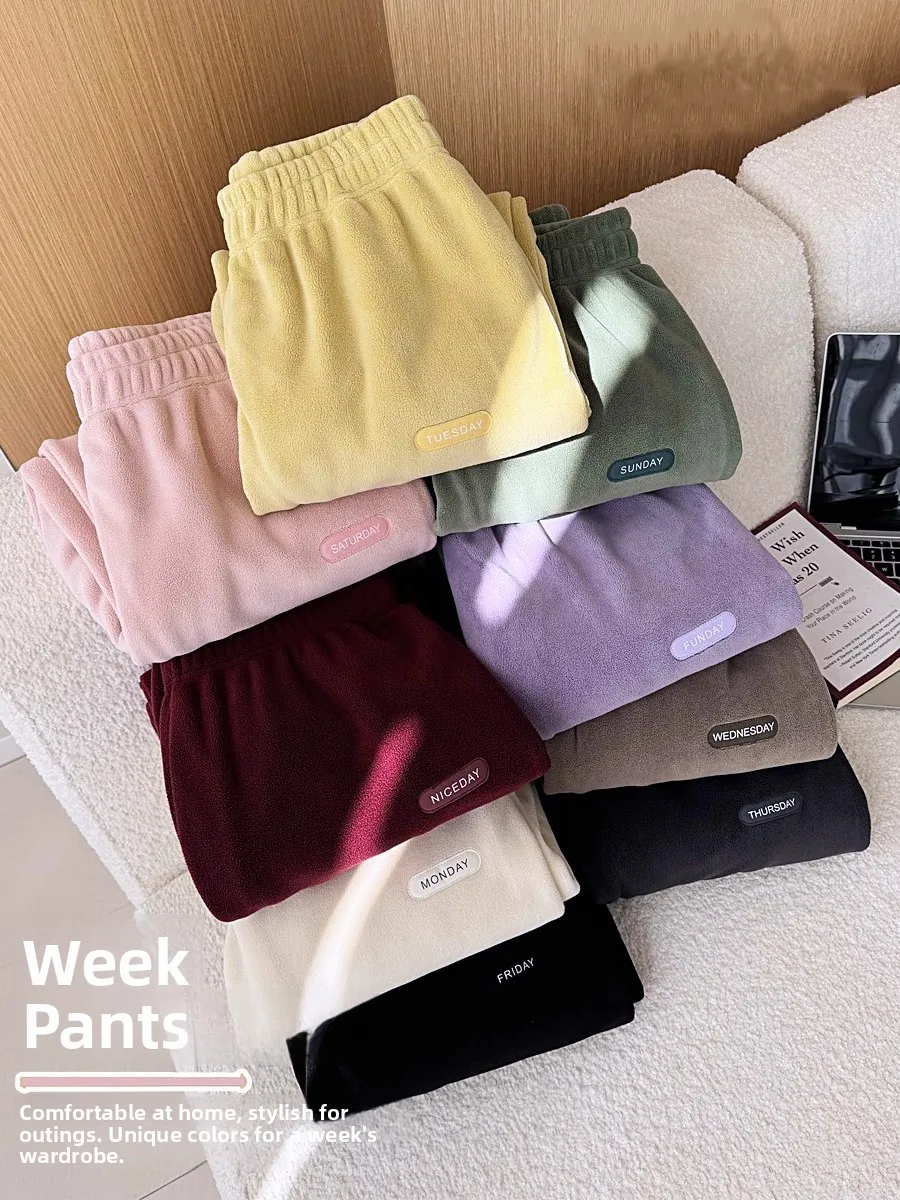 

Утепленные двусторонние флисовые свободные теплые брюки для женщин: домашние и уличные, повседневные спортивные штаны с манжетами, на каждый день