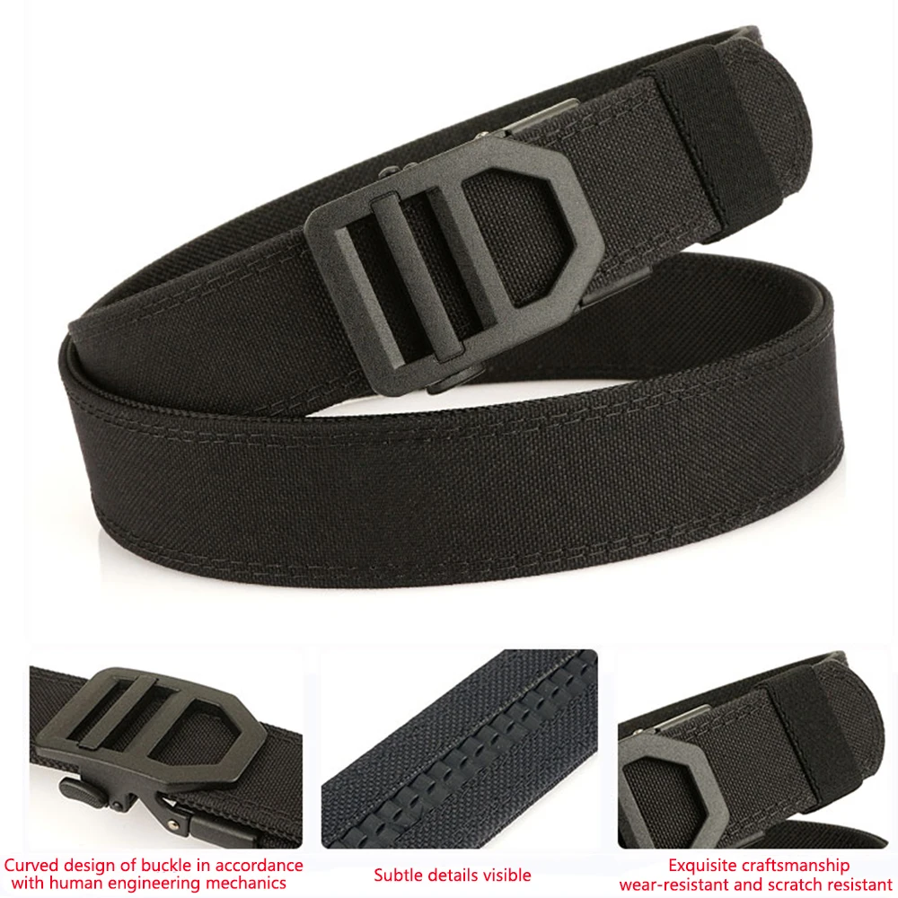 TUSHI EDC Harter taktischer Gürtel für Männer, Metall, automatische Schnalle, IPSC-Waffengürtel, 1100D Nylon, Militärgürtel, Outdoor-Sportgürtel, männlich – Detail 12