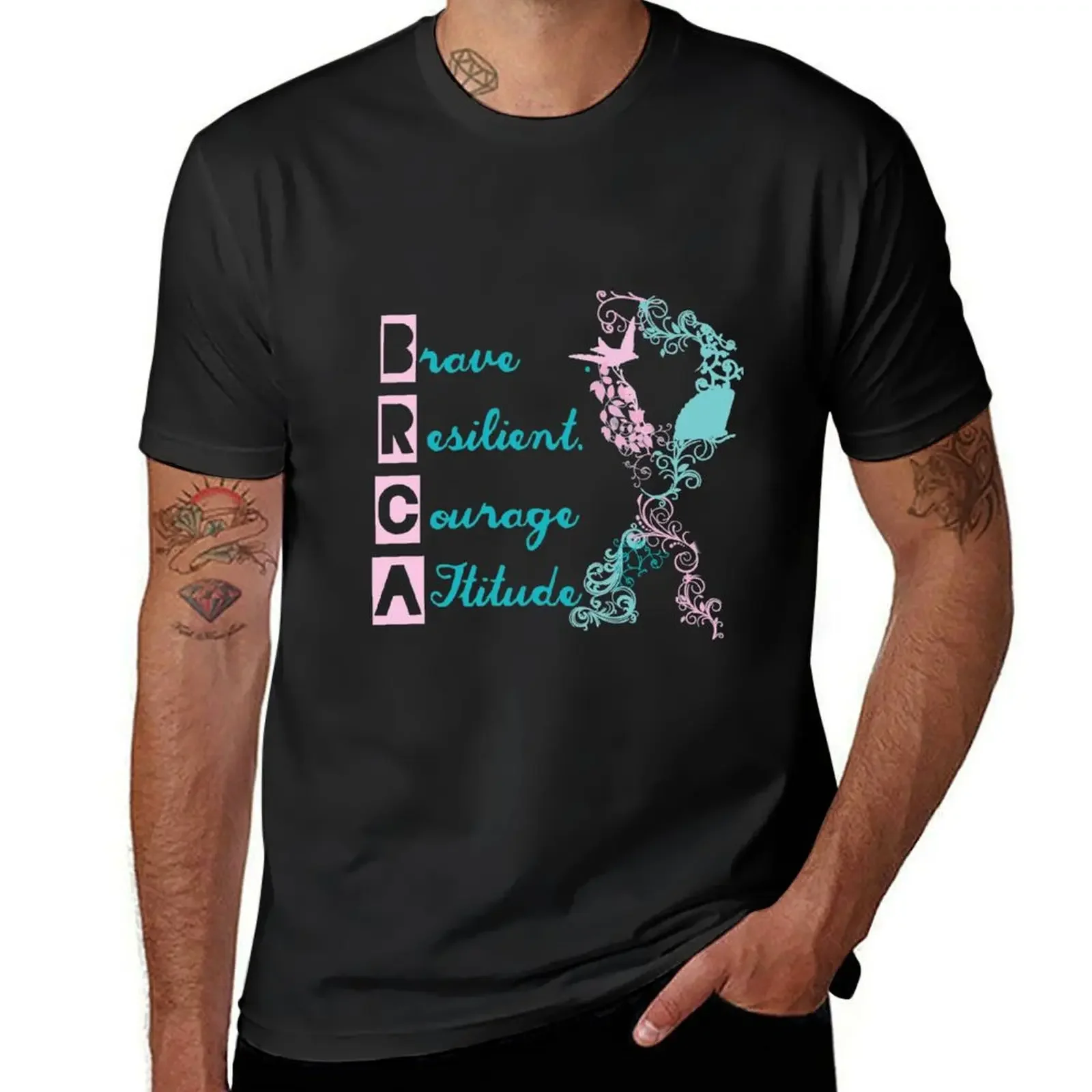 BRCA, brave resilient, courage, attitude T-Shirt graphic t shirts Funny t-shirts sweat shirts, men