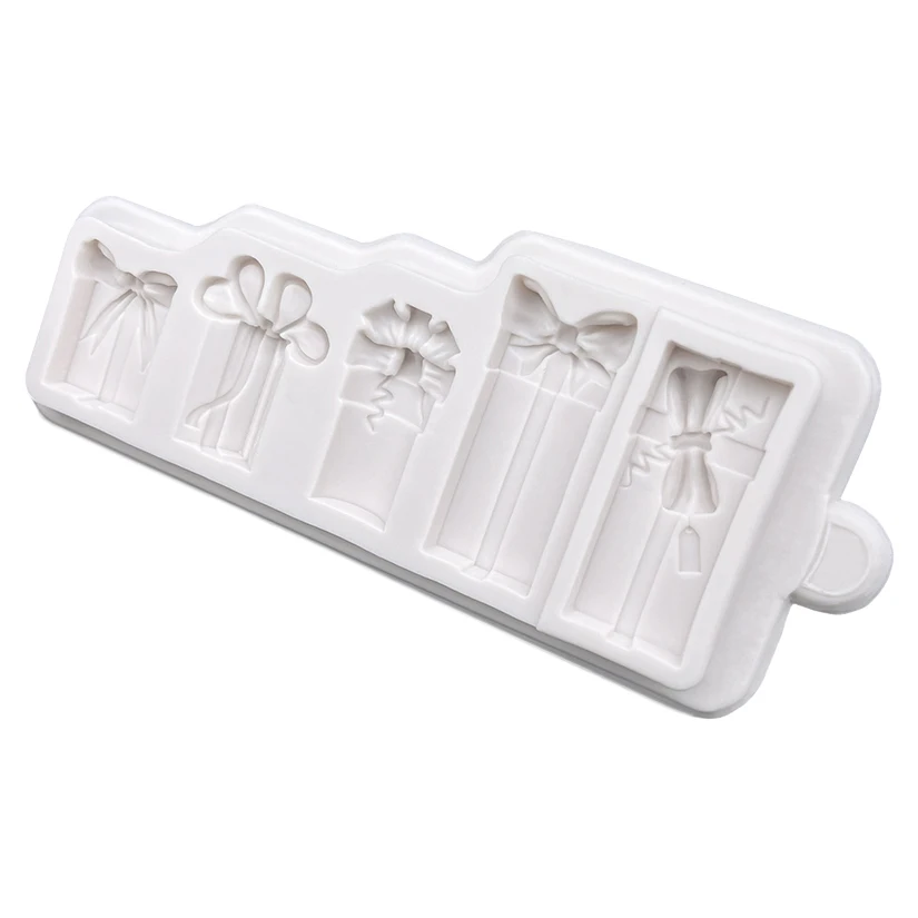 Christmas Present Box Gift Silicone Sugarcraft Mold Resin Tools Chocolate Cupcake Baking Fondant Cake Decorating Tools