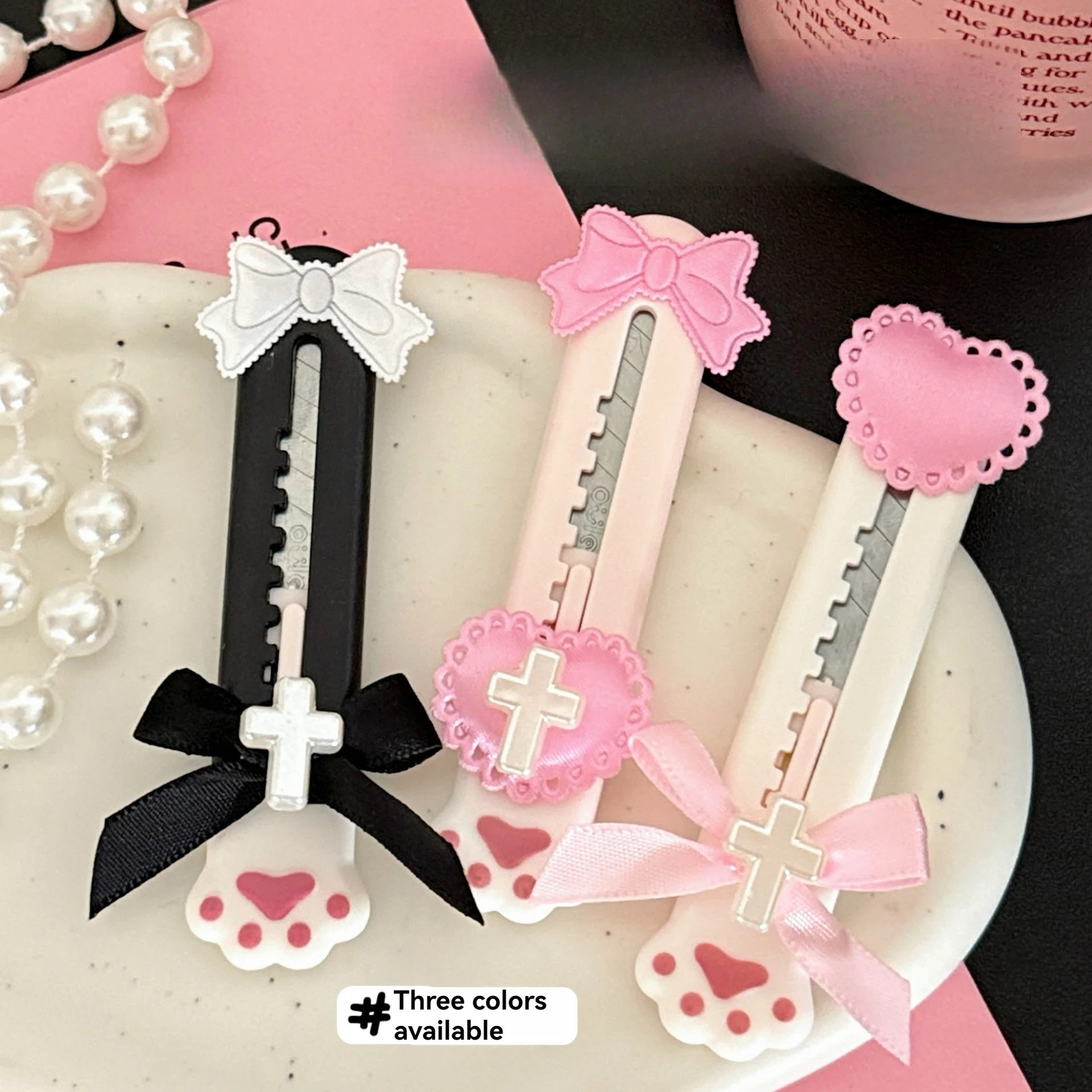 3 Pcs Cat Claw Art Knife Portable Open Box Knife Hand Account Knife Disassembly Express Telescopic Knife