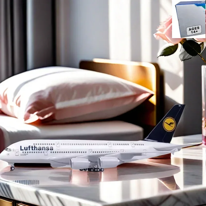 

New 1/160 Scale 46CM Airplane 380 A380 Lufthansa Airline Model W Light and Wheel Diecast Plastic Resin Plane For Collection