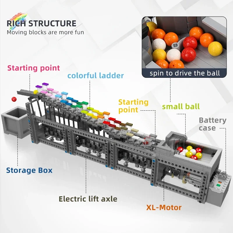 1038pcs MOC Technical Series The Rainbow Stepper with Motor Building Blocks Educational Assembly Bricks Kids Christmas Gifts